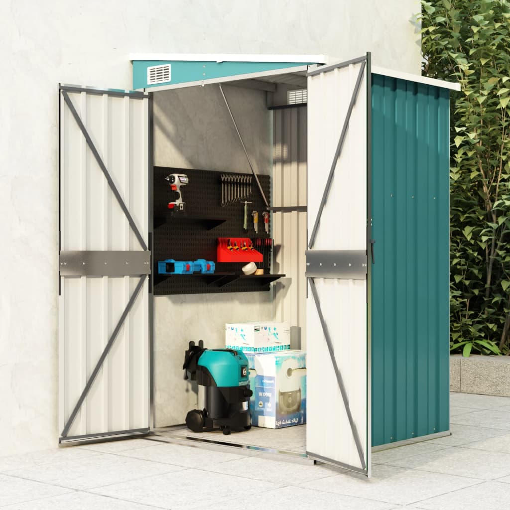 vidaXL Storage Shed Wall-mounted Garden Shed for Backyard Galvanized Steel