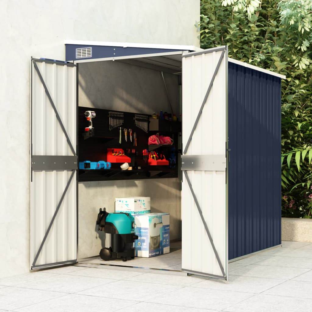 vidaXL Storage Shed Wall-mounted Garden Shed for Backyard Galvanized Steel
