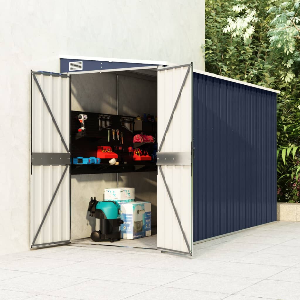 vidaXL Storage Shed Wall-mounted Garden Shed for Backyard Galvanized Steel