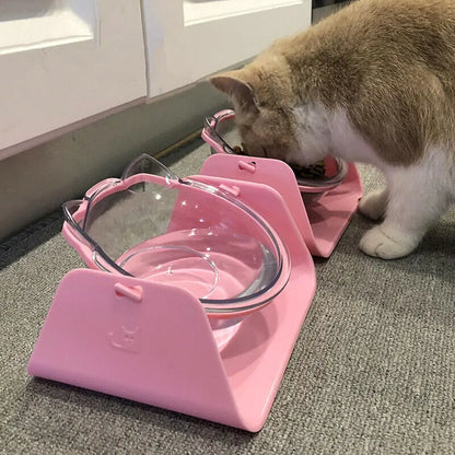 Adjustable Transparent Double Pet Bowl for Cats and Dogs