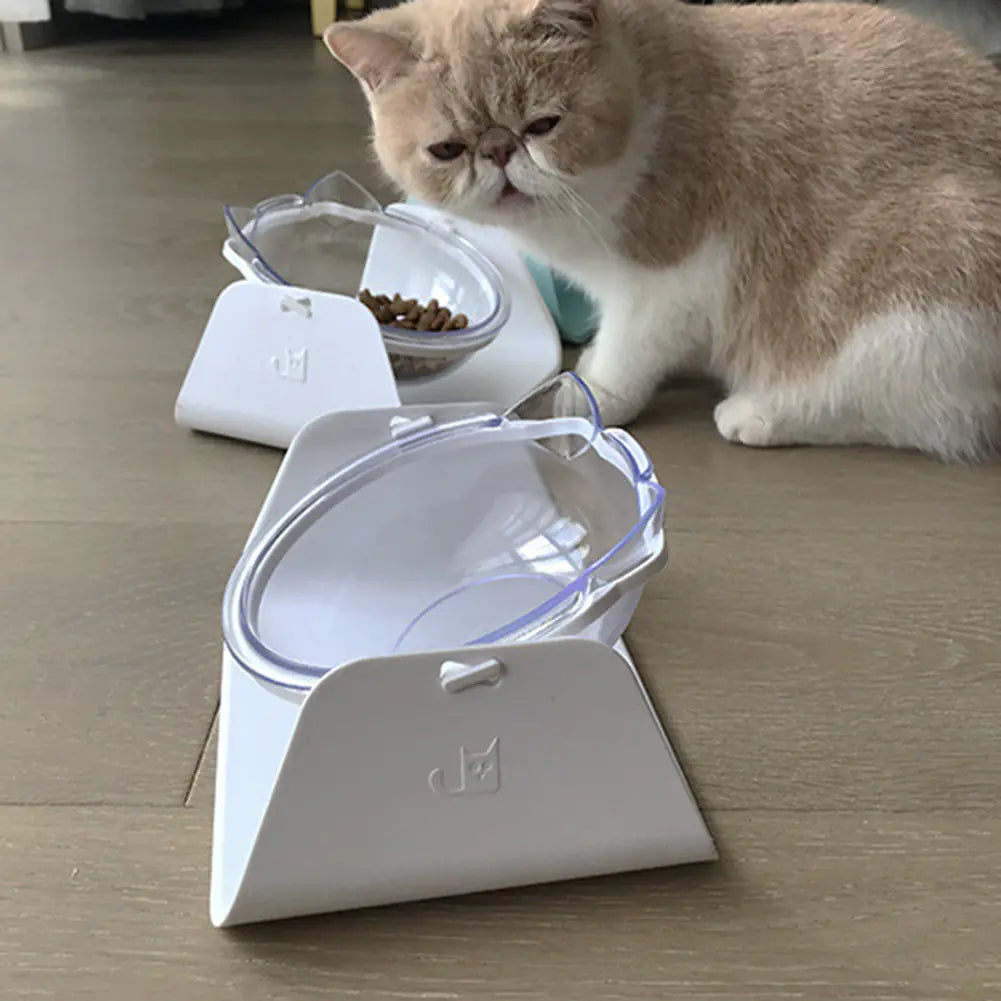 Adjustable Transparent Double Pet Bowl for Cats and Dogs