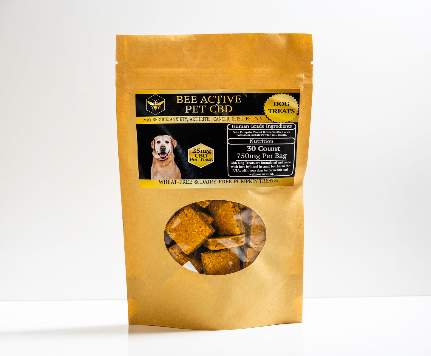 Bee Active CBD Dog Treats — Daily Wellness — Pumpkin and Peanut-2