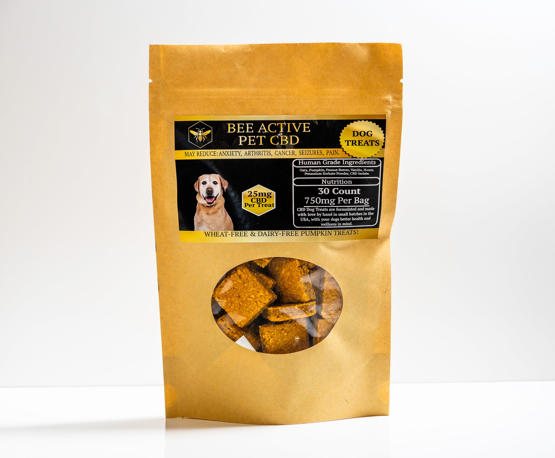 Bee Active CBD Dog Treats — Daily Wellness — Pumpkin and Peanut-2